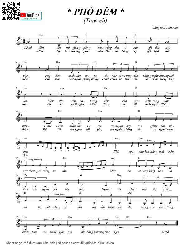 Page 5 of Sheet music PDF Phố đêm - Tâm Anh