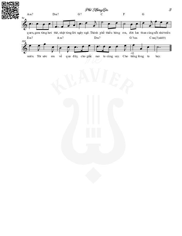 Page 3 of Sheet music PDF Phố không em - Thái Đinh