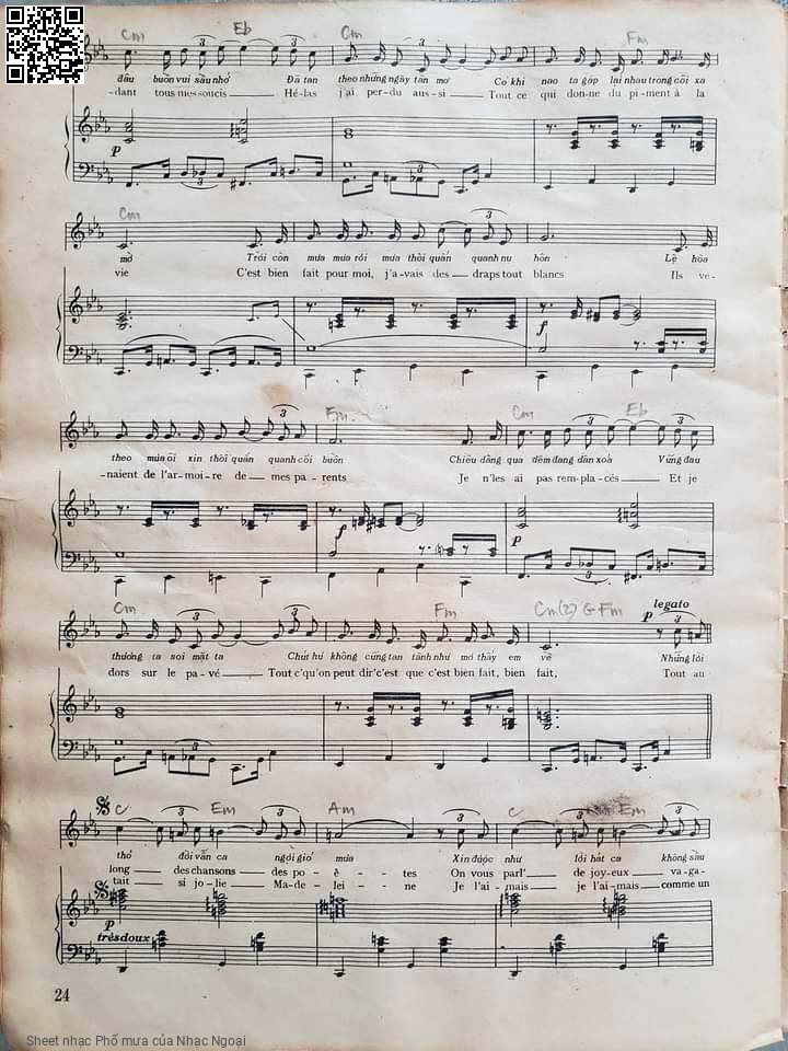 Page 2 of Sheet music PDF Phố mưa - Nhạc Ngoại
