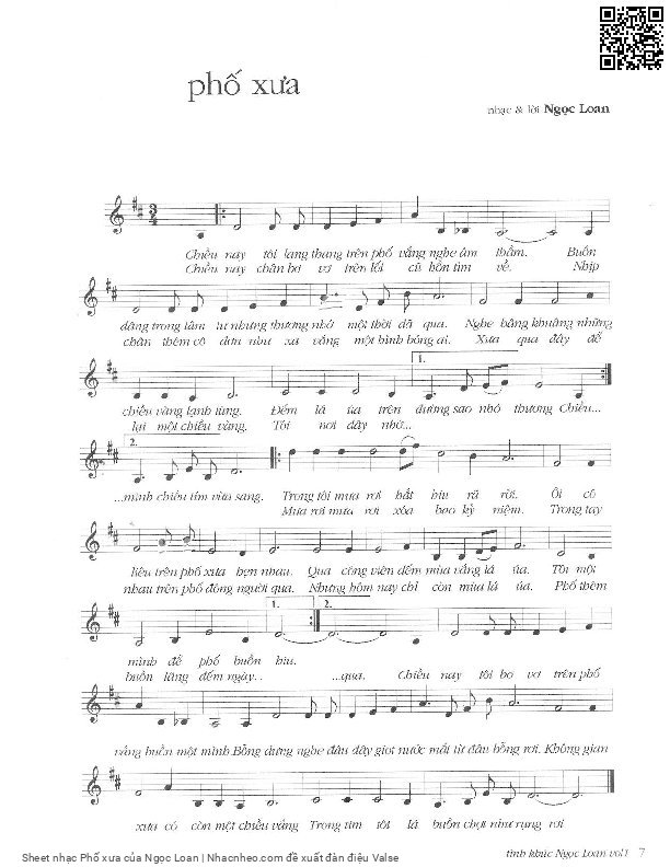 Sheet PDF of Phố xưa - Ngọc Loan