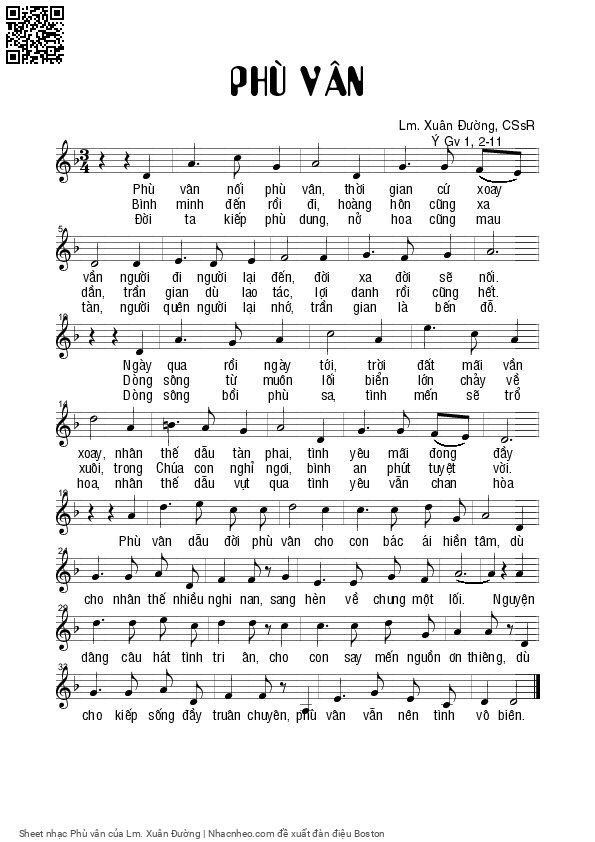 Page 1 of Sheet music PDF Phù vân - Lm. Xuân Đường