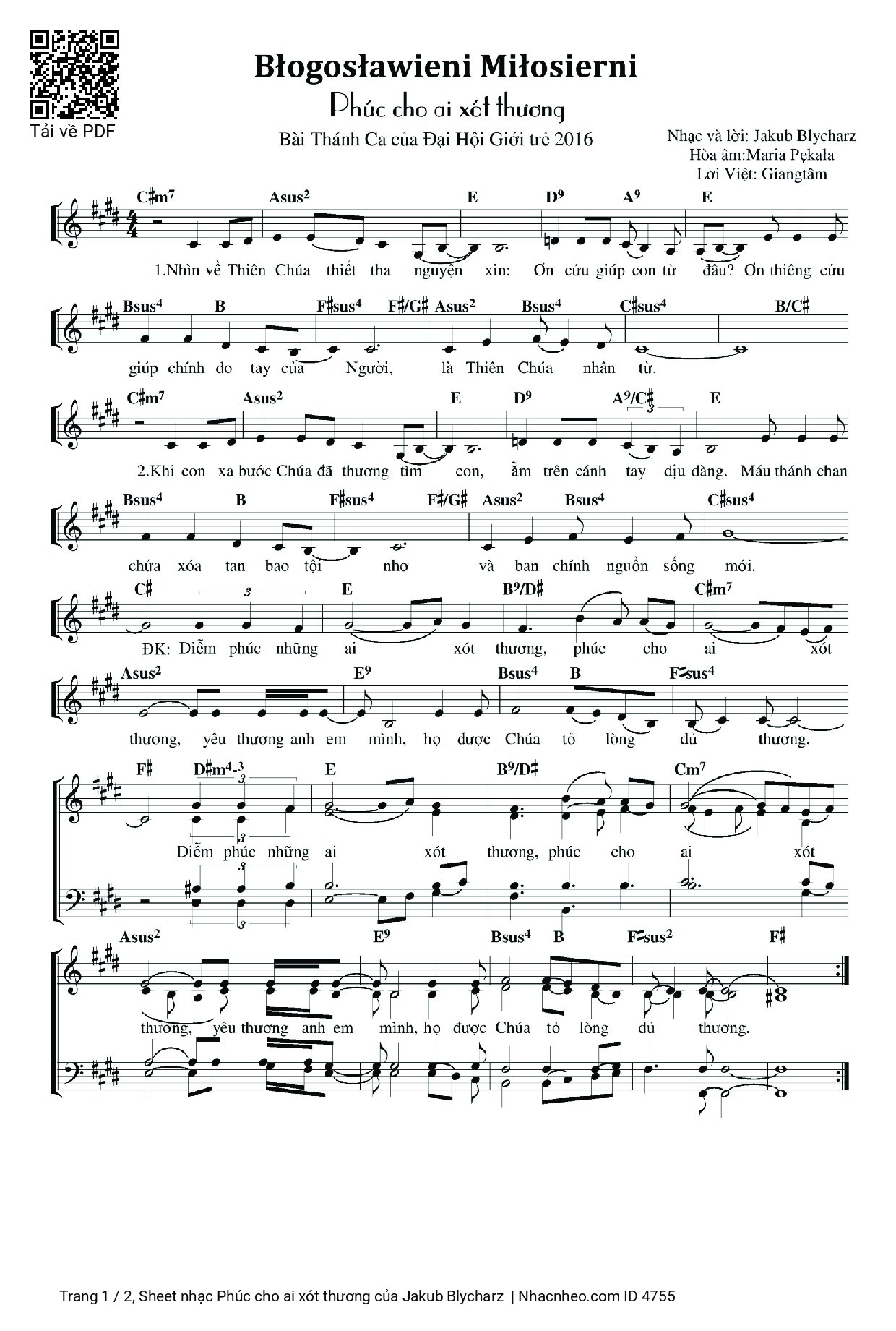 Sheet PDF of Phúc cho ai xót thương