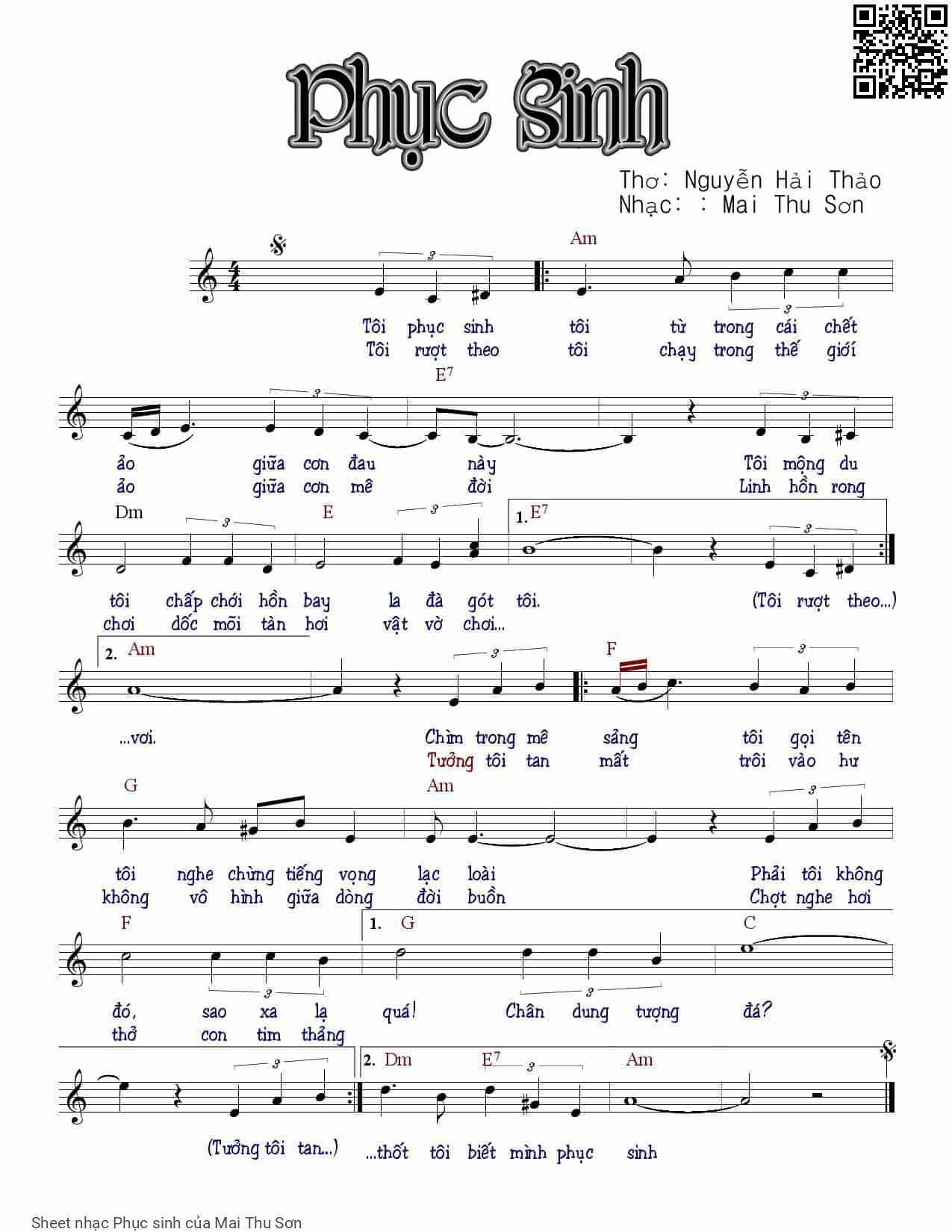 Page 1 of Sheet music PDF Phục sinh - Mai Thu Sơn