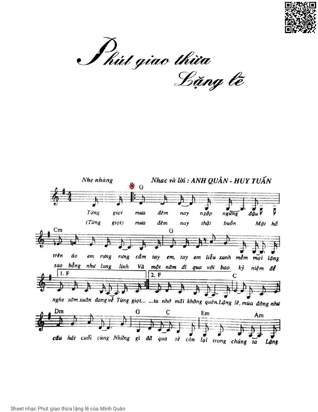 Sheet PDF of Phút giao thừa lặng lẽ