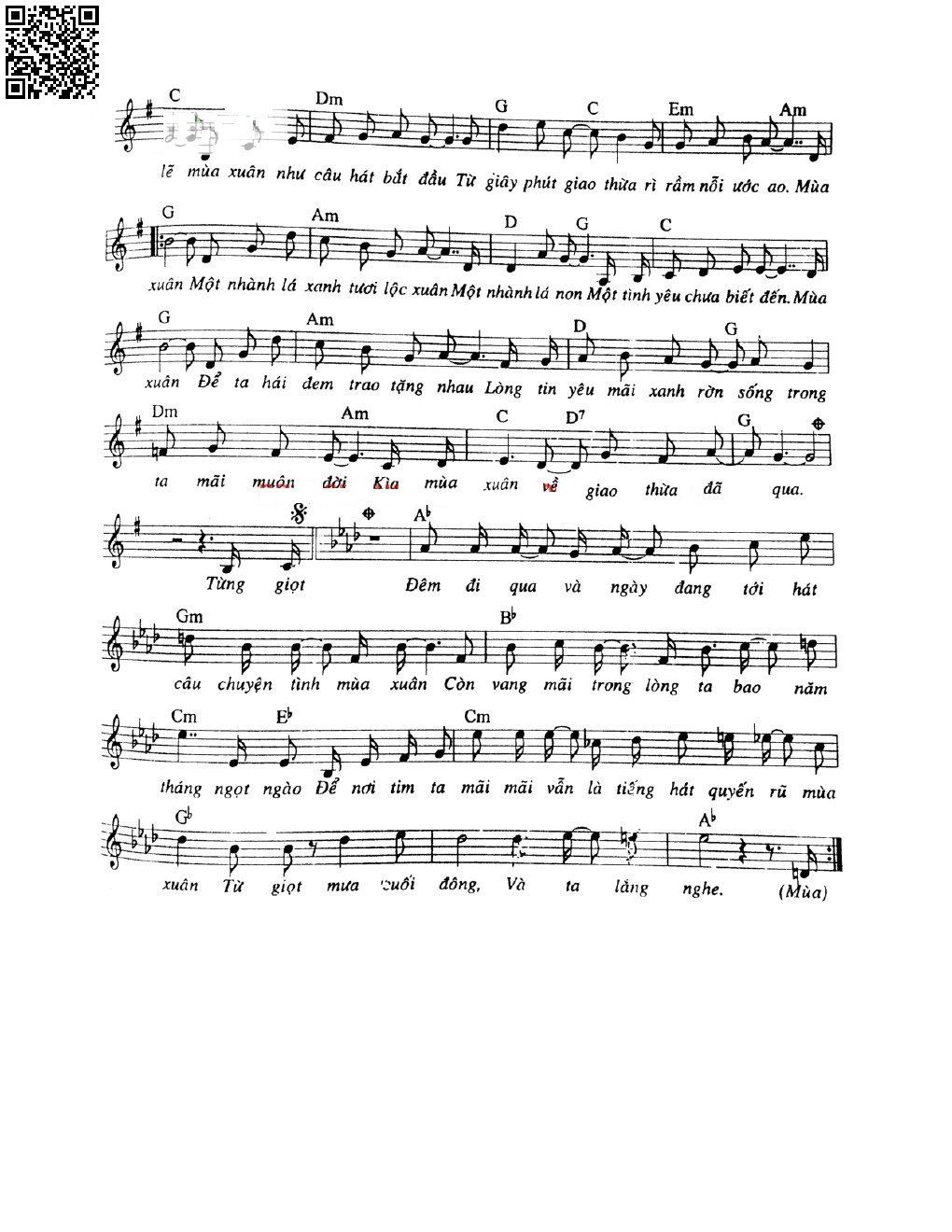 Page 2 of Sheet music PDF Phút giao thừa lặng lẽ - Minh Quân