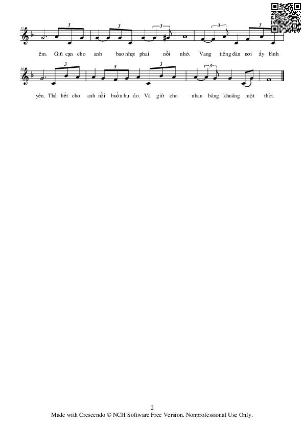 Page 2 of Sheet music PDF Bình yên bên em - Vi Tuấn Đại