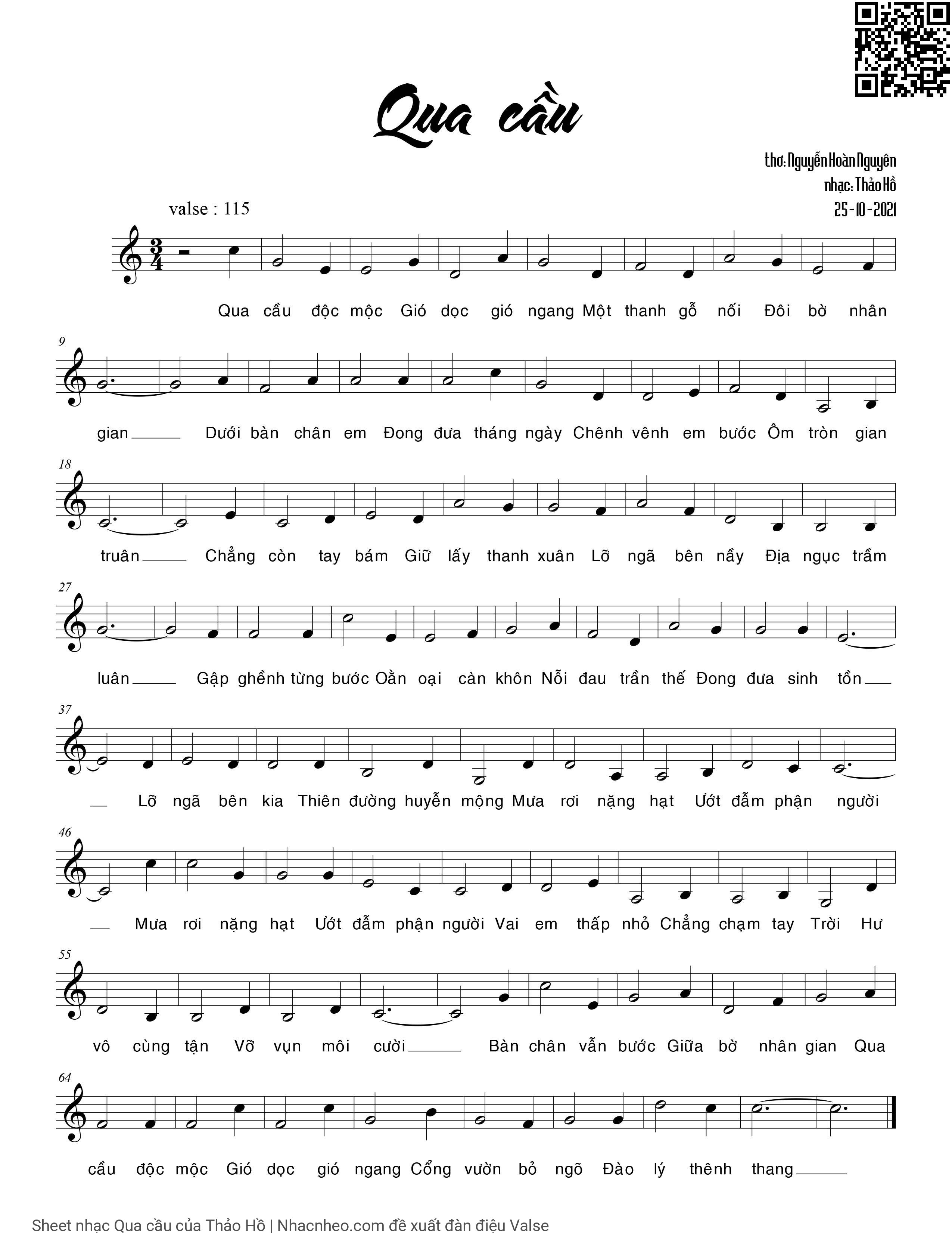 Sheet PDF of Qua cầu - Thảo Hồ