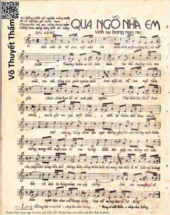 Page 2 of Sheet music PDF Qua ngõ nhà em - Vinh Sử