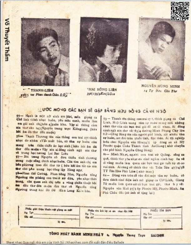 Page 3 of Sheet music PDF Qua ngõ nhà em - Vinh Sử