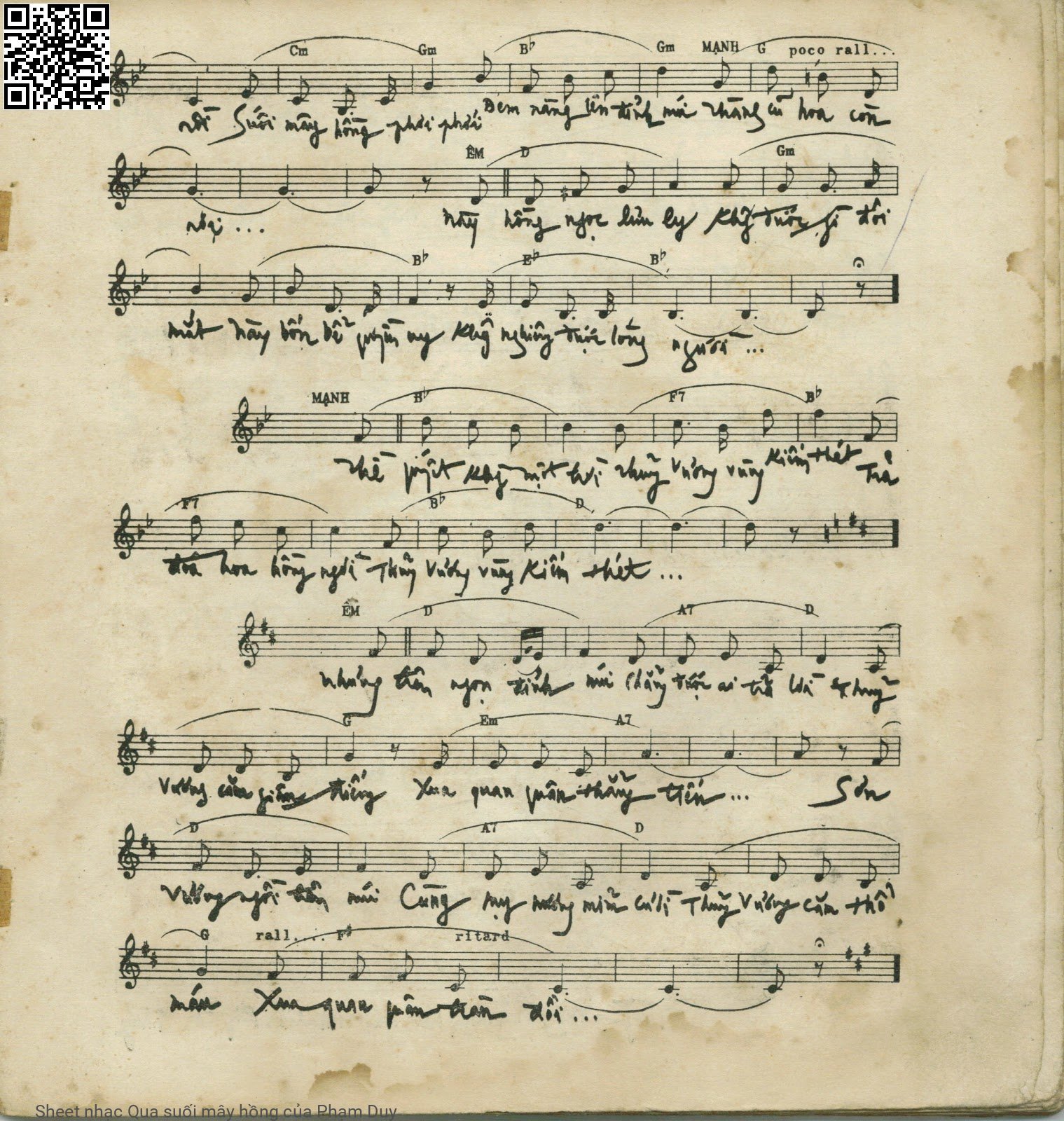 Page 2 of Sheet music PDF Qua suối mây hồng - Phạm Duy