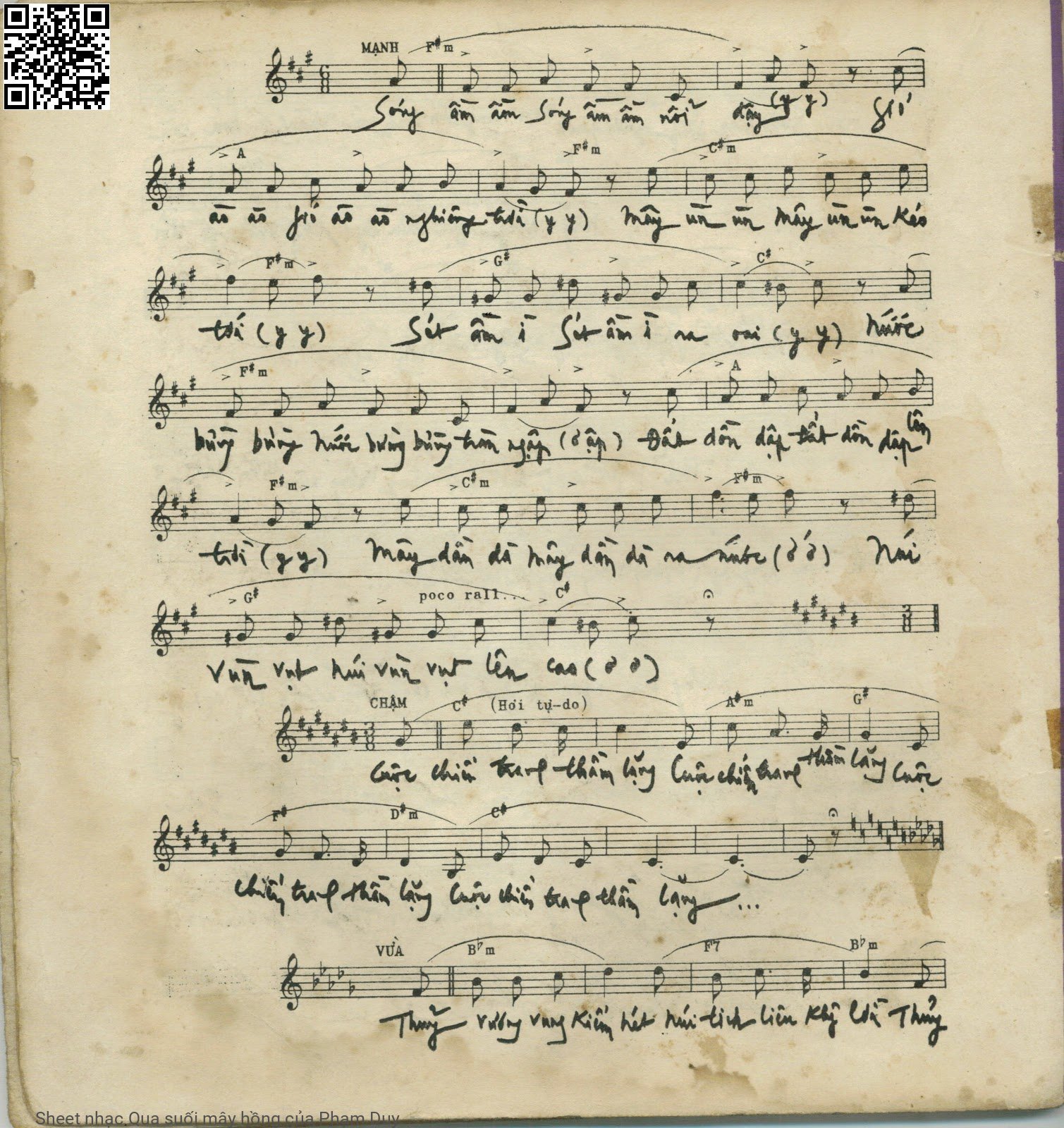 Page 3 of Sheet music PDF Qua suối mây hồng - Phạm Duy