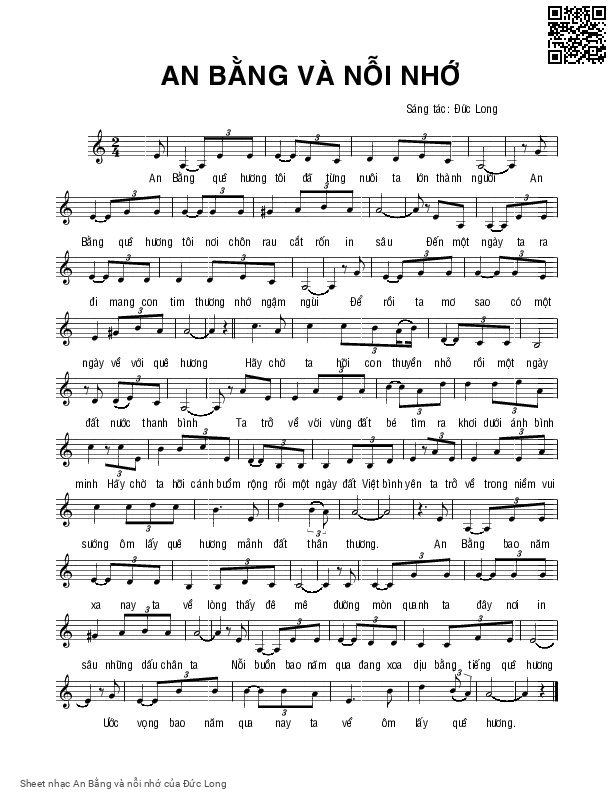 Sheet PDF of An Bằng và nỗi nhớ