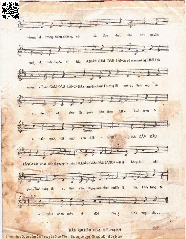 Page 3 of Sheet music PDF Quán gấm đầu làng - Giao Tiên