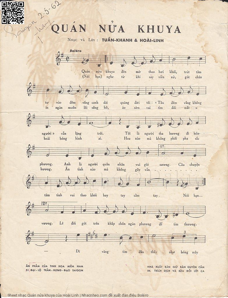 Page 2 of Sheet music PDF Quán nửa khuya - Hoài Linh