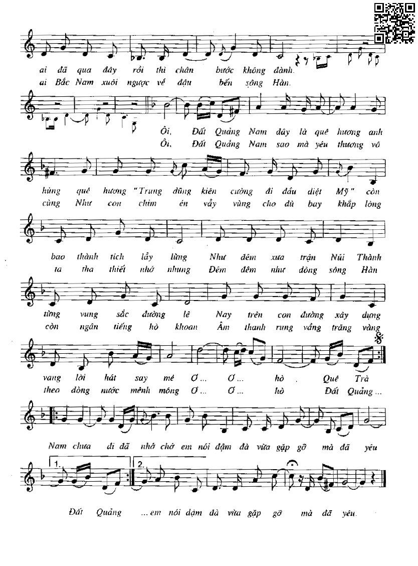 Page 2 of Sheet music PDF Quảng Nam yêu thương - Phan Huỳnh Điểu