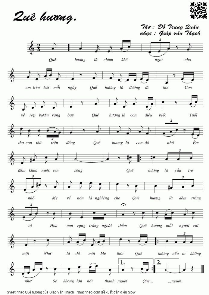 Page 1 of Sheet music PDF Quê hương - Giáp Văn Thạch