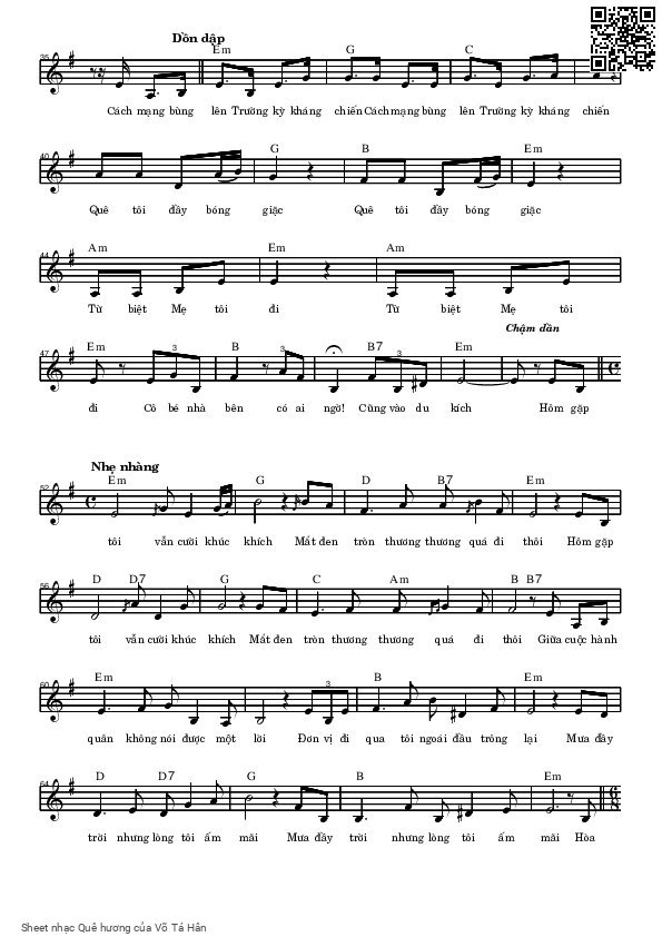 Page 2 of Sheet music PDF Quê hương - Võ Tá Hân