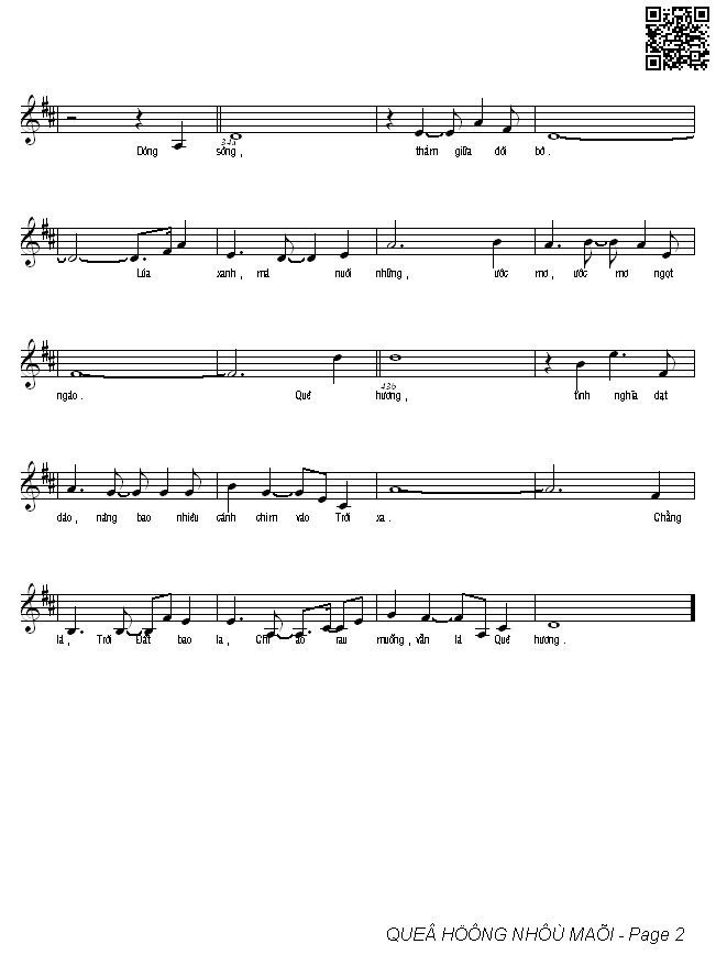 Page 2 of Sheet music PDF Quê hương nhớ mãi - Quang Vũ