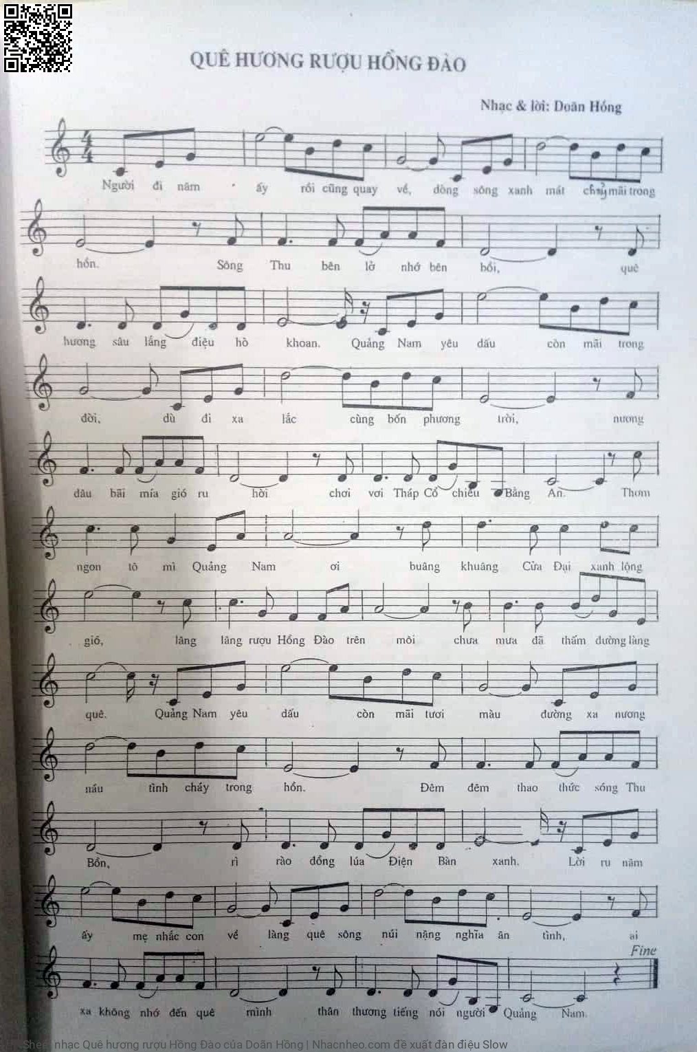 Page 1 of Sheet music PDF Quê hương rượu Hồng Đào - Doãn Hồng