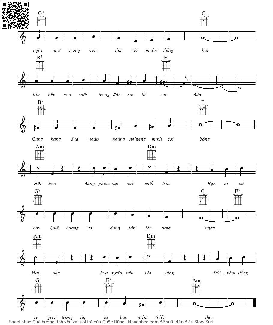 Page 2 of Sheet music PDF Quê hương tình yêu và tuổi trẻ - Quốc Dũng