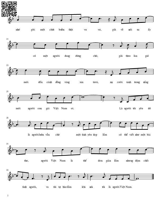 Page 2 of Sheet music PDF Quê hương tôi - Khắc Việt
