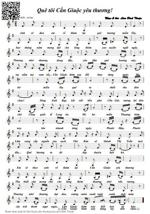 Page 1 of Sheet music PDF Quê tôi Cần Giuộc yêu thương - Lâm Đình Thuận