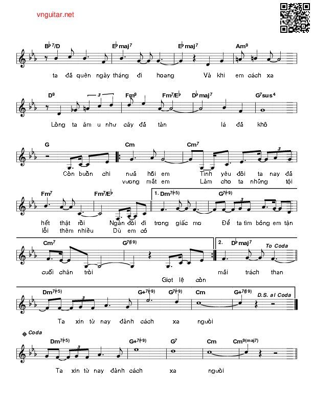 Page 2 of Sheet music PDF Quên đi tình yêu cũ - Trịnh Nam Sơn