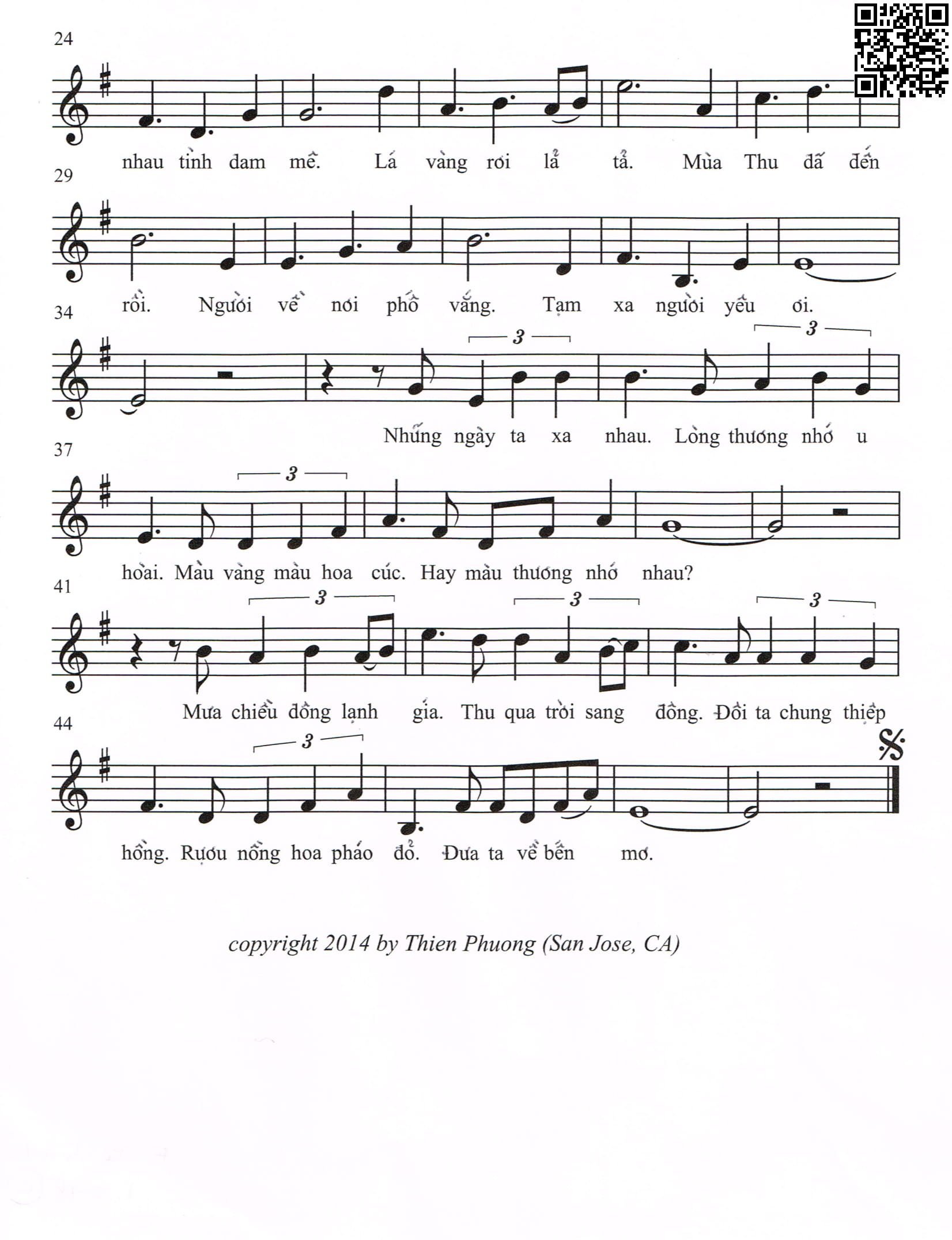Page 2 of Sheet music PDF Quen nhau mùa xuân - Thiên Phương
