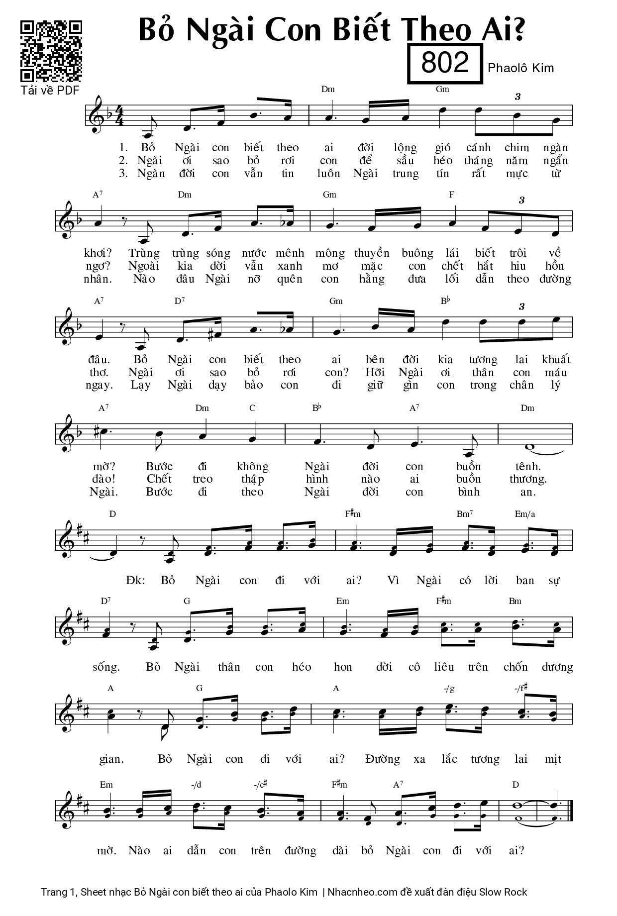 Sheet PDF of Bỏ Ngài con biết theo ai