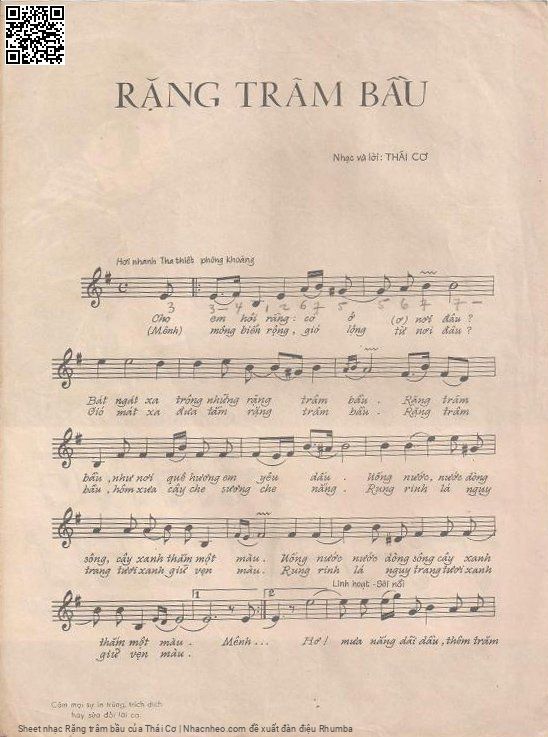 Page 2 of Sheet music PDF Rặng trâm bầu - Thái Cơ