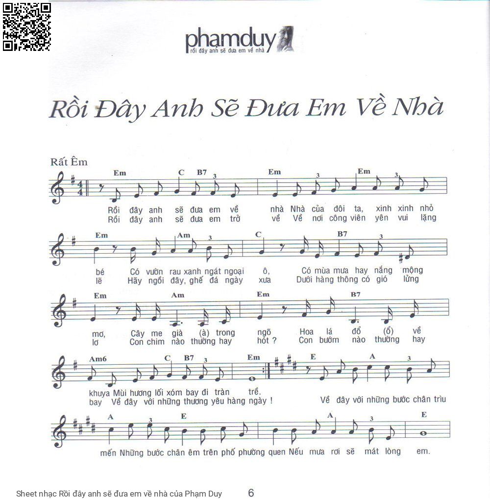 Page 1 of Sheet music PDF Rồi đây anh sẽ đưa em về nhà - Phạm Duy