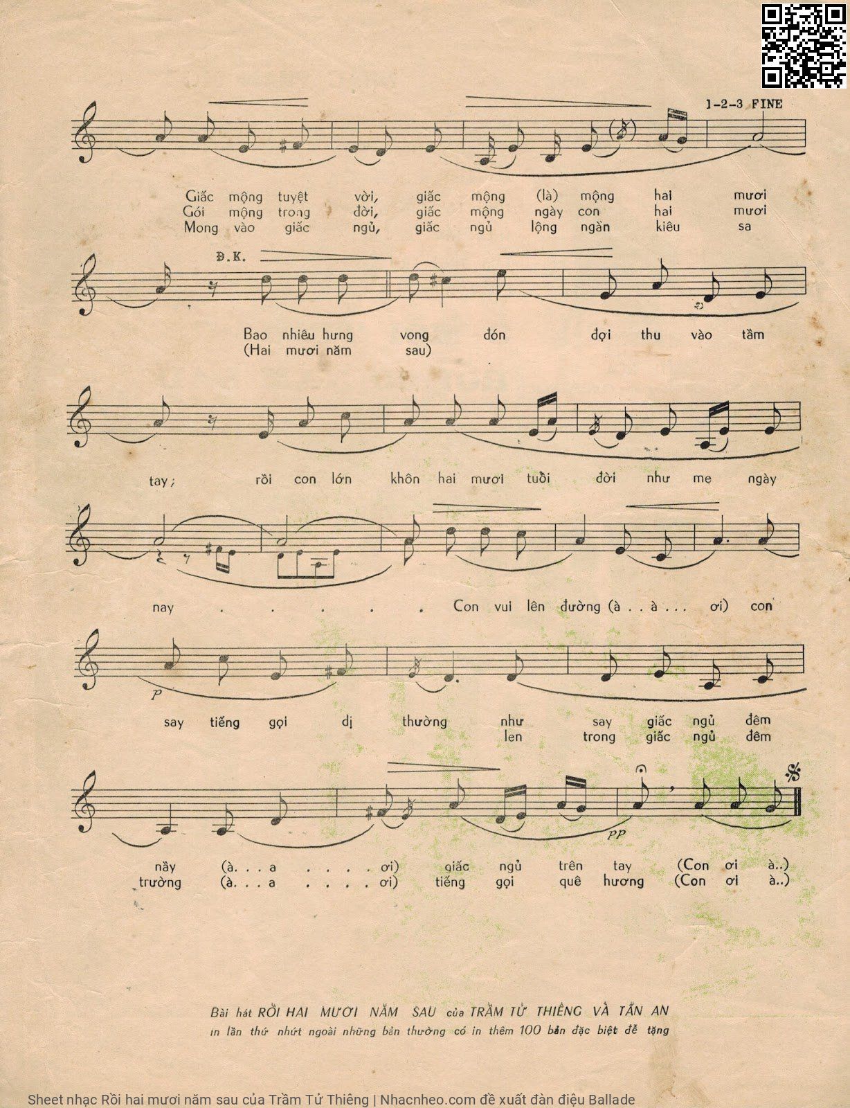 Page 3 of Sheet music PDF Rồi hai mươi năm sau - Trầm Tử Thiêng