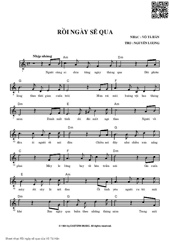 Sheet PDF of Rồi ngày sẽ qua