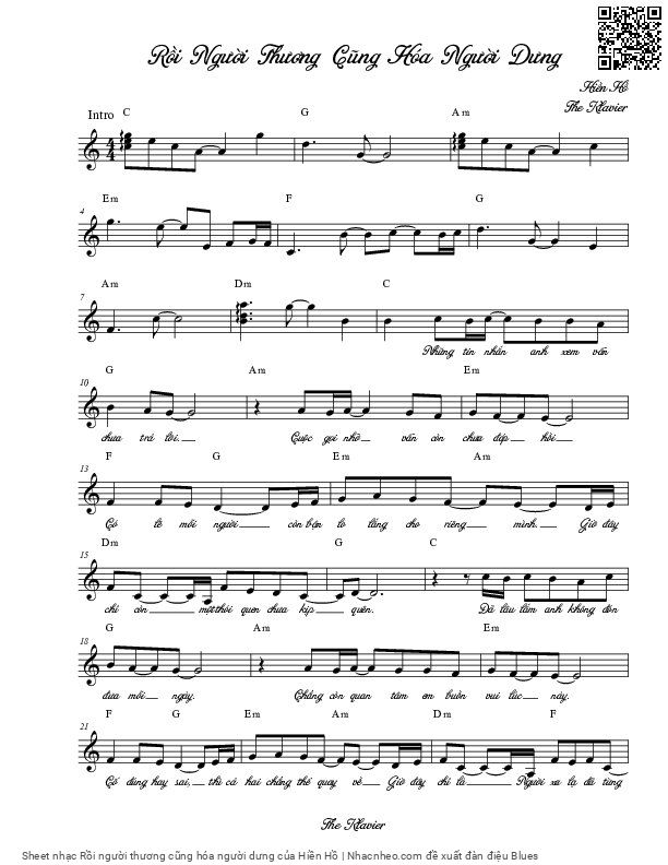 Sheet PDF of Rồi người thương cũng hóa người dưng