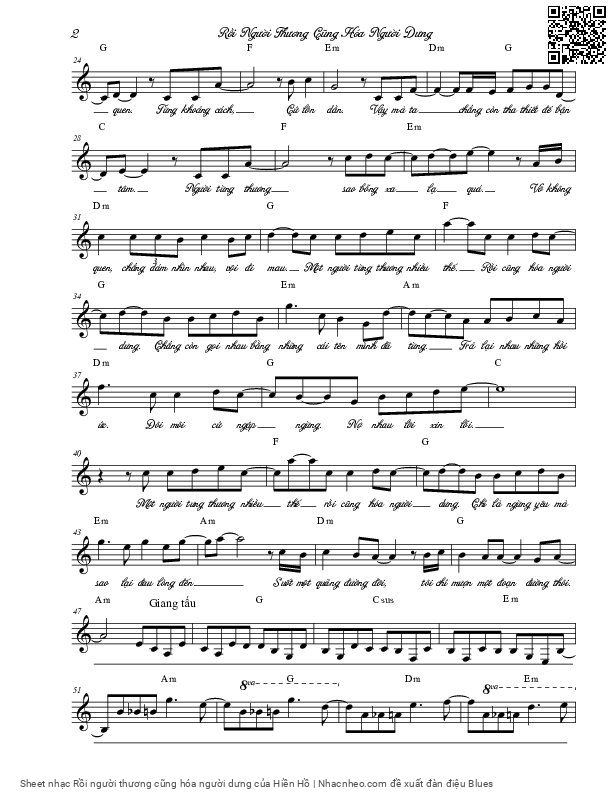 Page 2 of Sheet music PDF Rồi người thương cũng hóa người dưng - Hiền Hồ