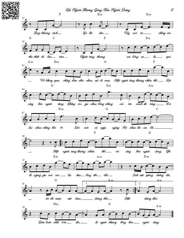 Page 3 of Sheet music PDF Rồi người thương cũng hóa người dưng - Hiền Hồ