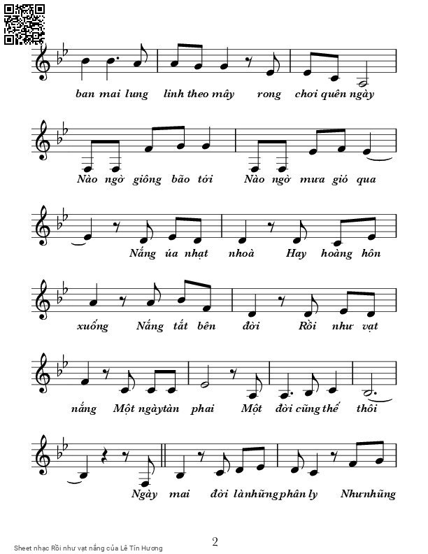 Page 2 of Sheet music PDF Rồi như vạt nắng - Lê Tín Hương