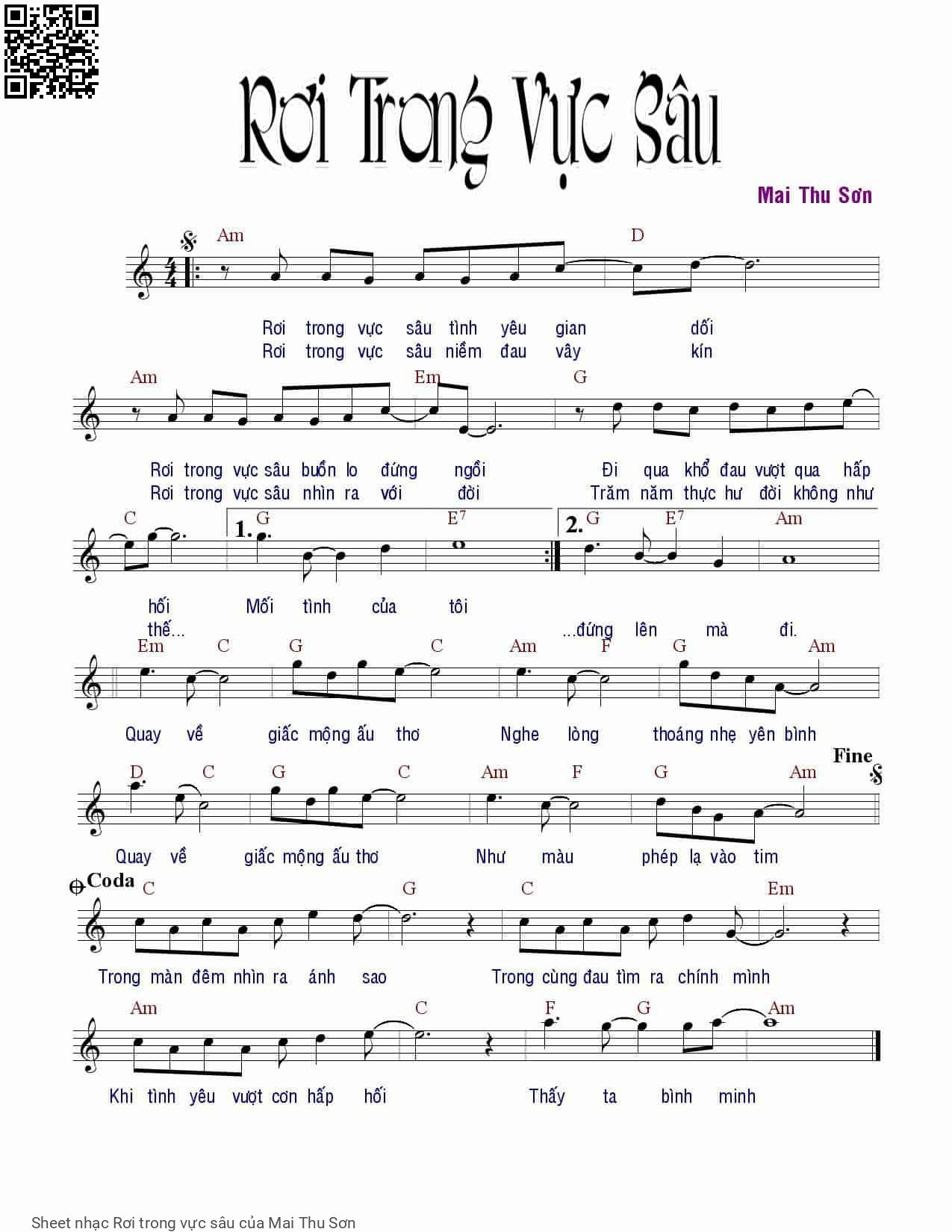 Sheet PDF of Rơi trong vực sâu