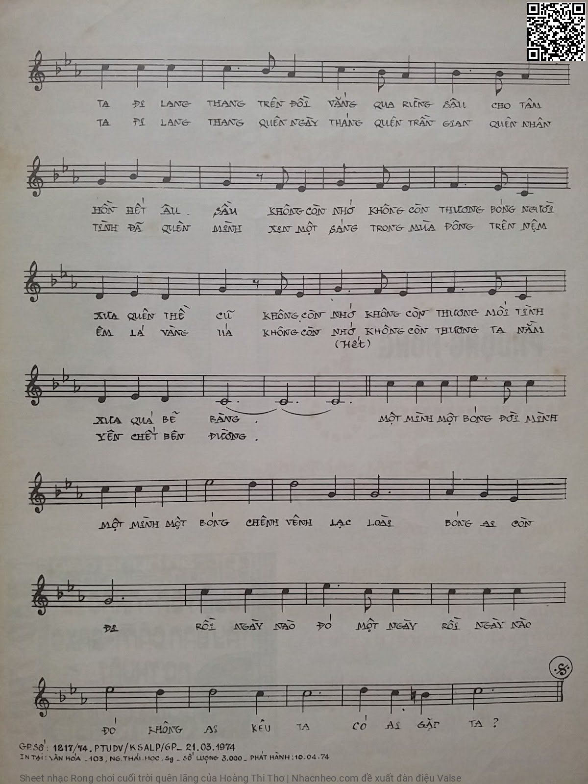 Page 5 of Sheet music PDF Rong chơi cuối trời quên lãng - Hoàng Thi Thơ