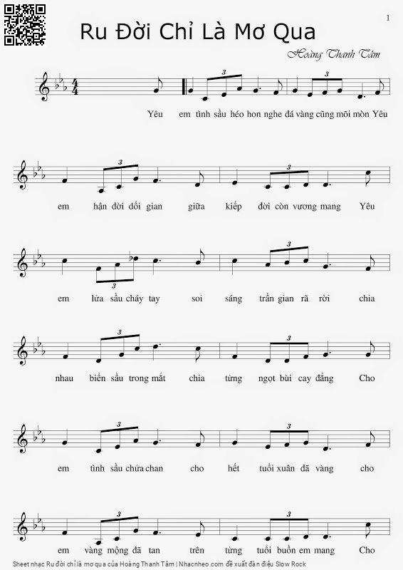 Page 1 of Sheet music PDF Ru đời chỉ là mơ qua - Hoàng Thanh Tâm