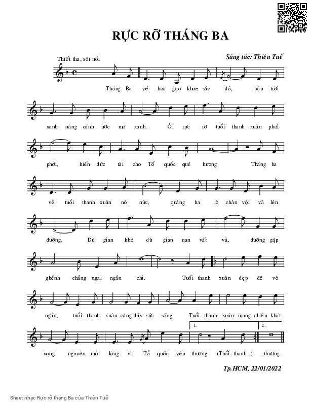 Sheet PDF of Rực rỡ tháng Ba