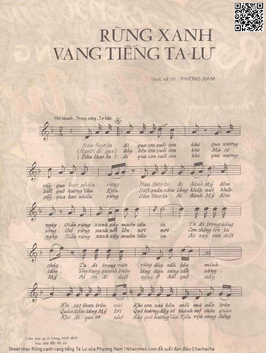 Page 2 of Sheet music PDF Rừng xanh vang tiếng Ta Lư - Phương Nam