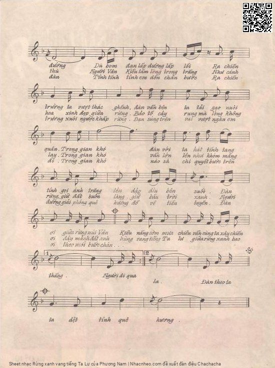 Page 3 of Sheet music PDF Rừng xanh vang tiếng Ta Lư - Phương Nam