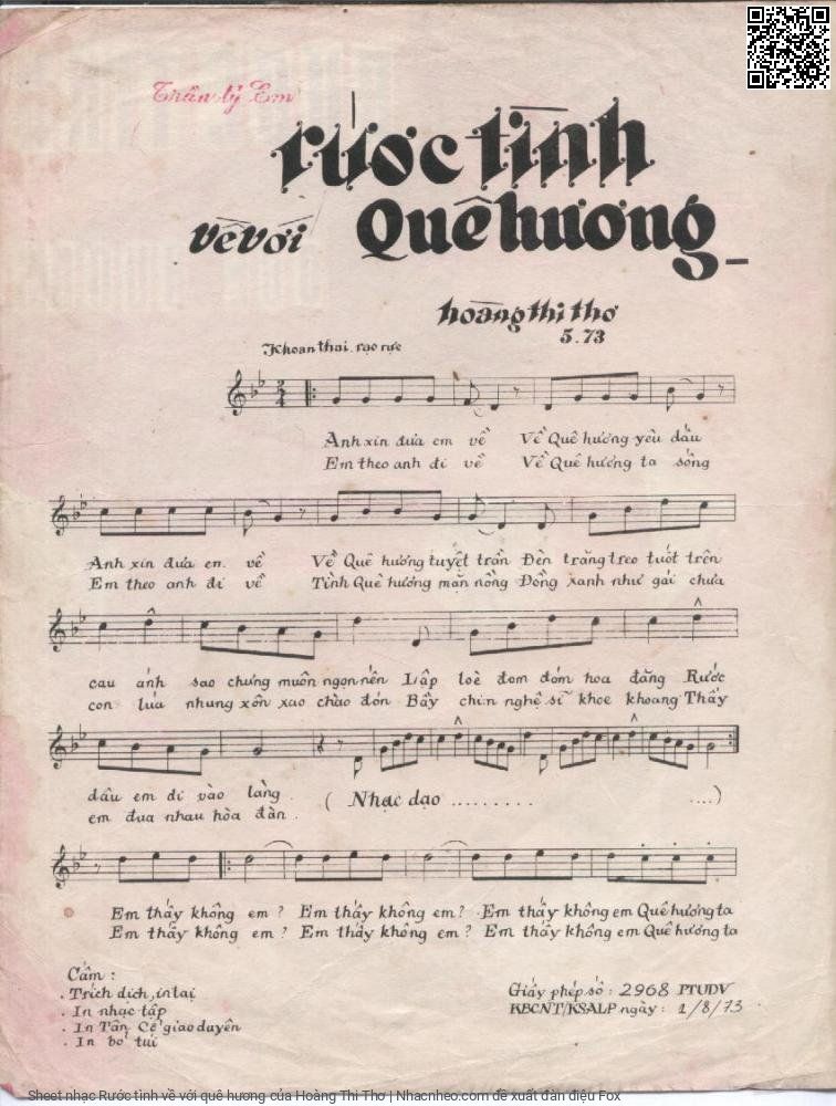 Page 2 of Sheet music PDF Rước tình về với quê hương - Hoàng Thi Thơ