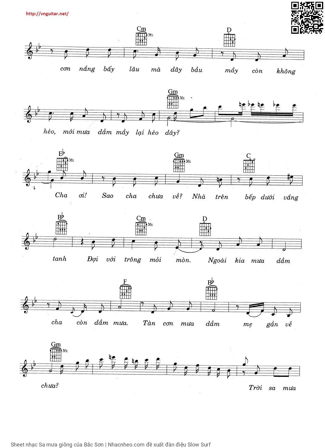 Page 2 of Sheet music PDF Sa mưa giông - Bắc Sơn