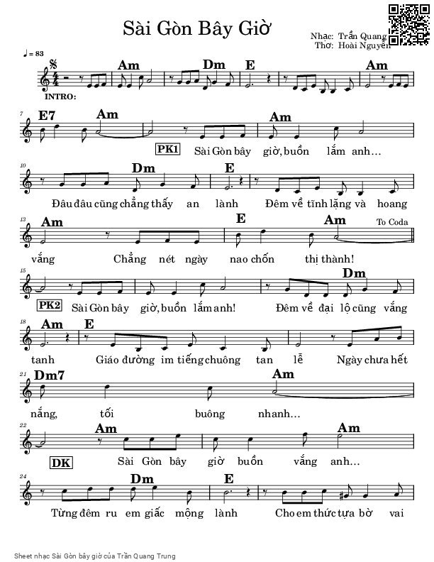 Page 1 of Sheet music PDF Sài Gòn bây giờ - Trần Quang Trung