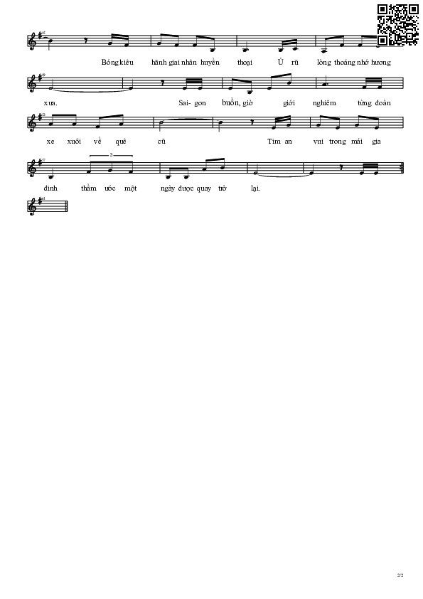 Page 2 of Sheet music PDF Sài Gòn buồn - Vũ Thành An