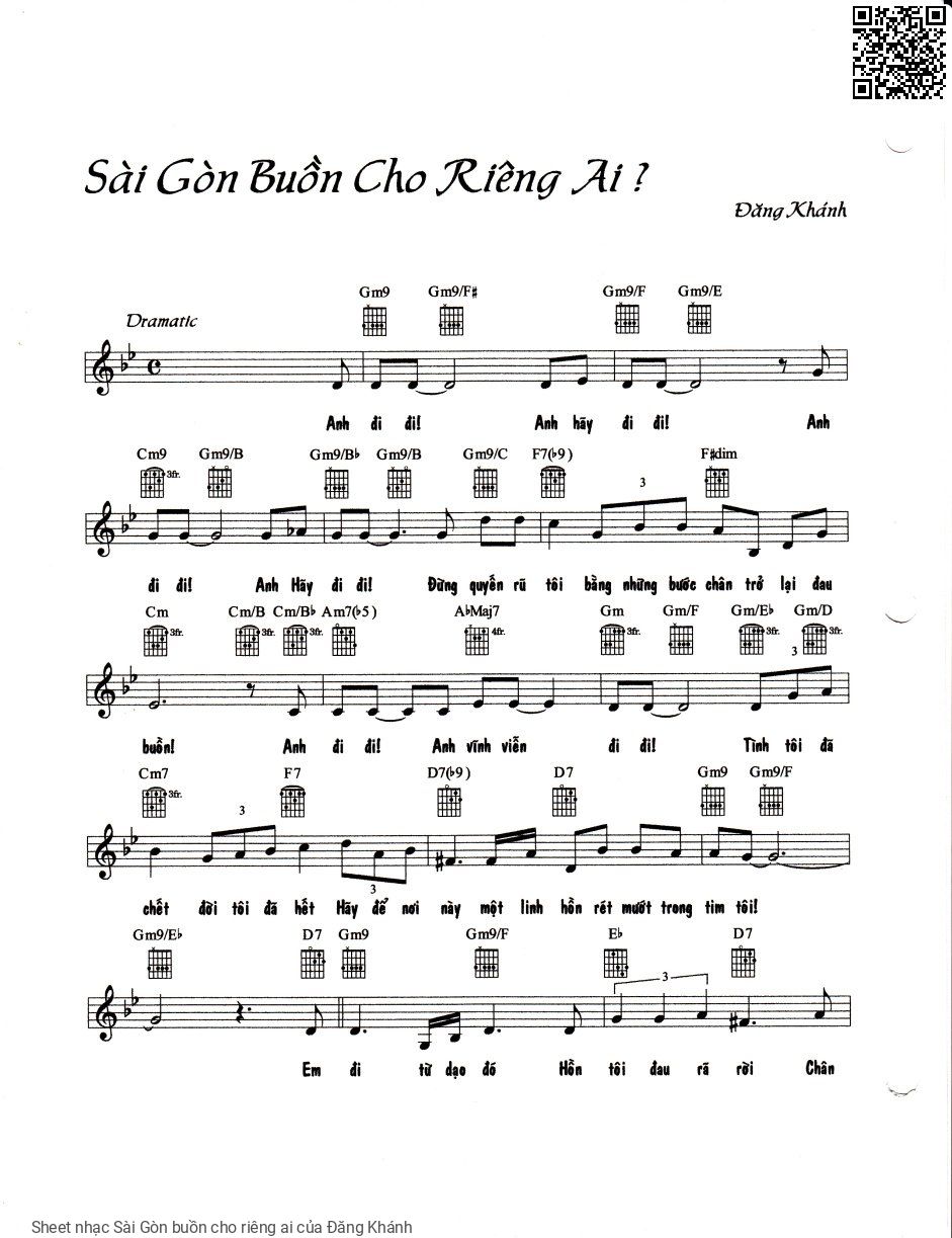 Sheet PDF of Sài Gòn buồn cho riêng ai