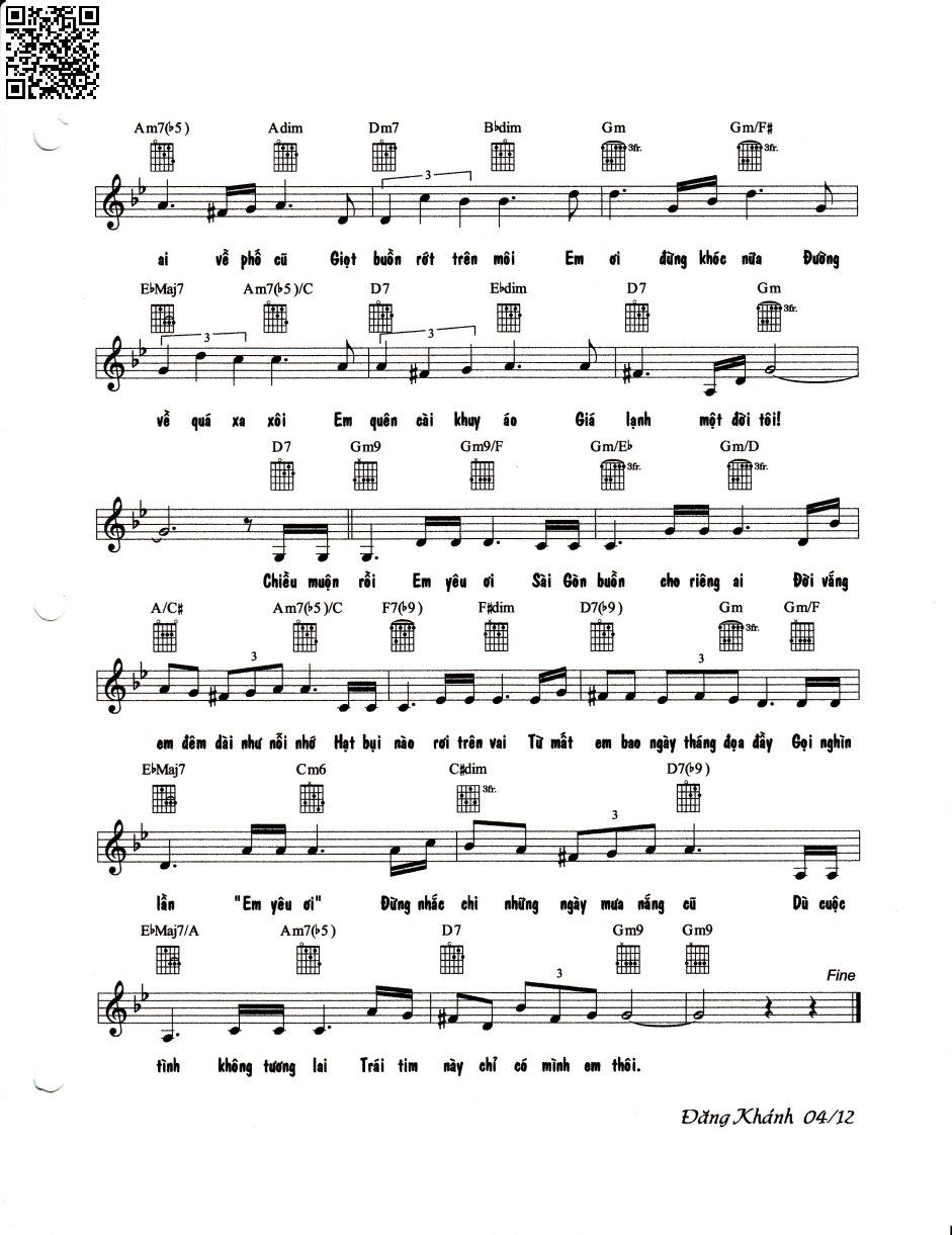 Page 2 of Sheet music PDF Sài Gòn buồn cho riêng ai - Đăng Khánh
