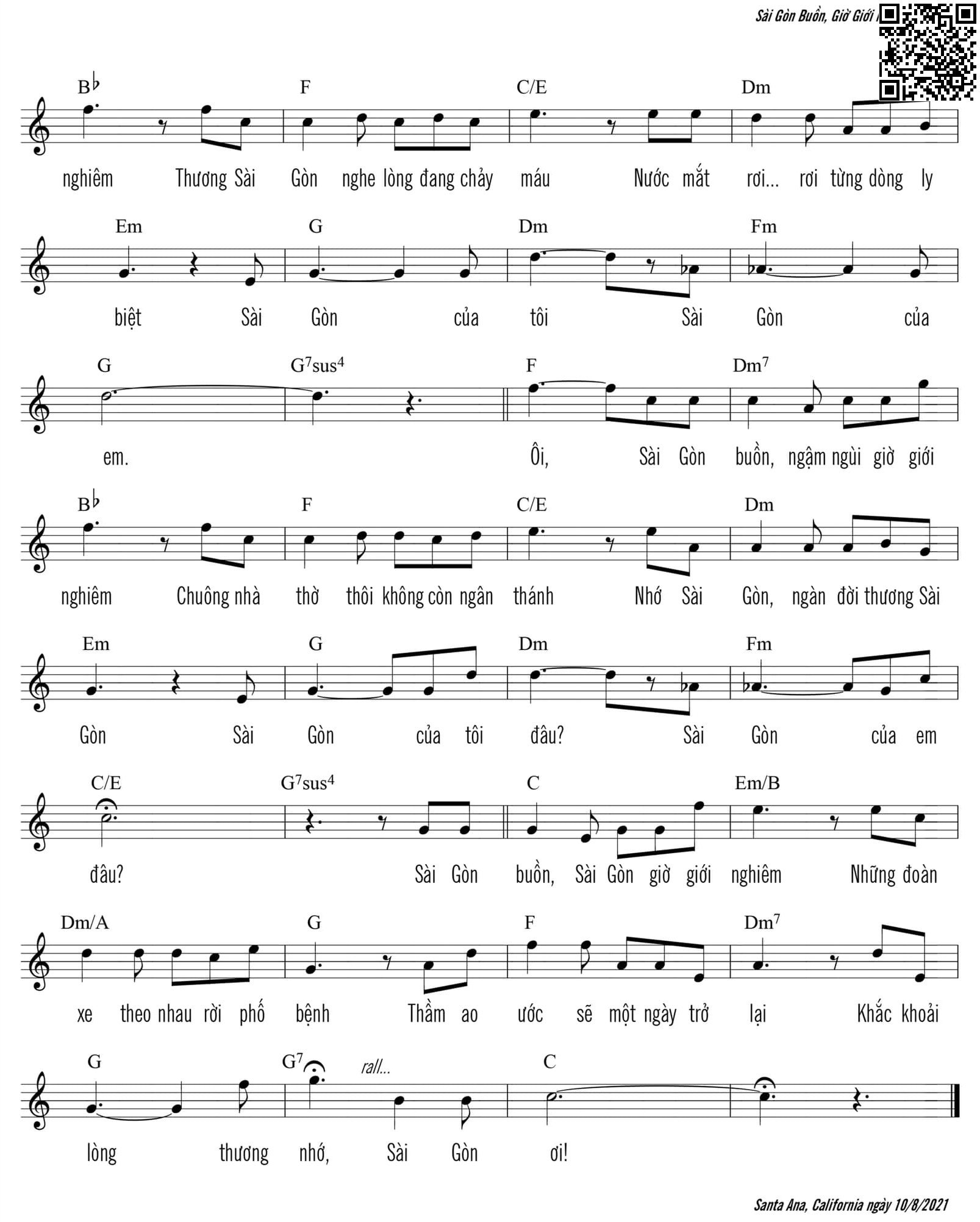 Page 2 of Sheet music PDF Sài Gòn buồn, giờ giới nghiêm - Trần Duy Đức